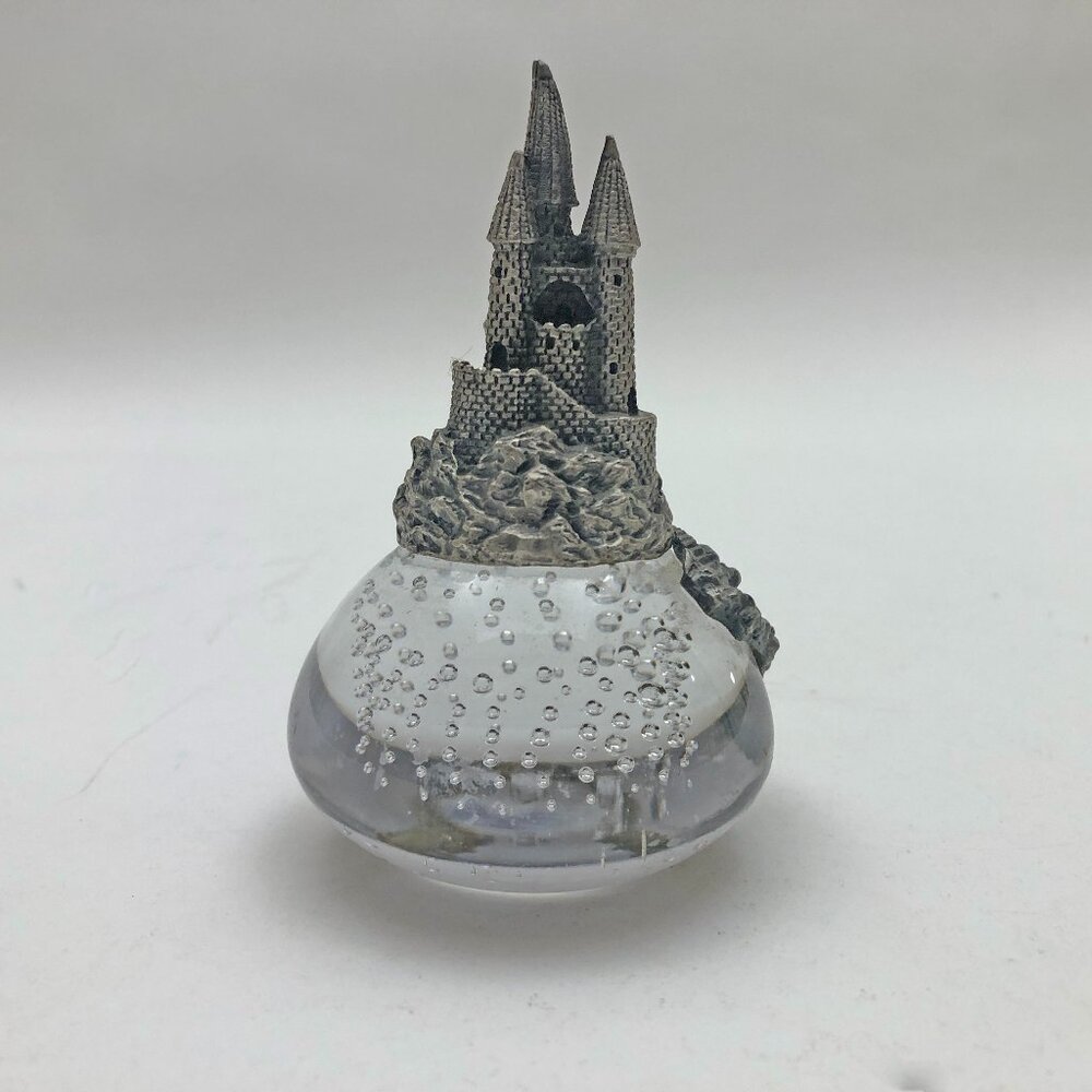 Enesco Glass Paperweight with Pewter Castle 3.75 inches CR-1992